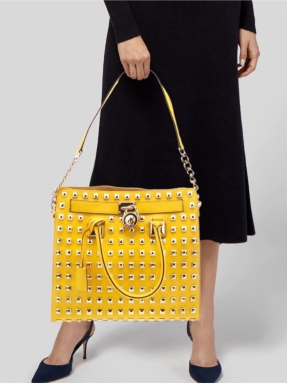 Michael Kors Hamilton Studded Leather Satchel - Picture 4 of 10